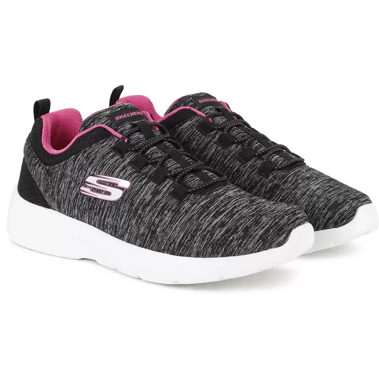 SKECHERS DYNAMIGHT 2.0- IN A FLASH Running Shoes For Women (Black, Grey) (12965-BKHP)