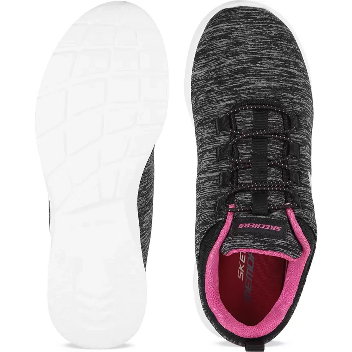 SKECHERS DYNAMIGHT 2.0- IN A FLASH Running Shoes For Women (Black, Grey) (12965-BKHP)