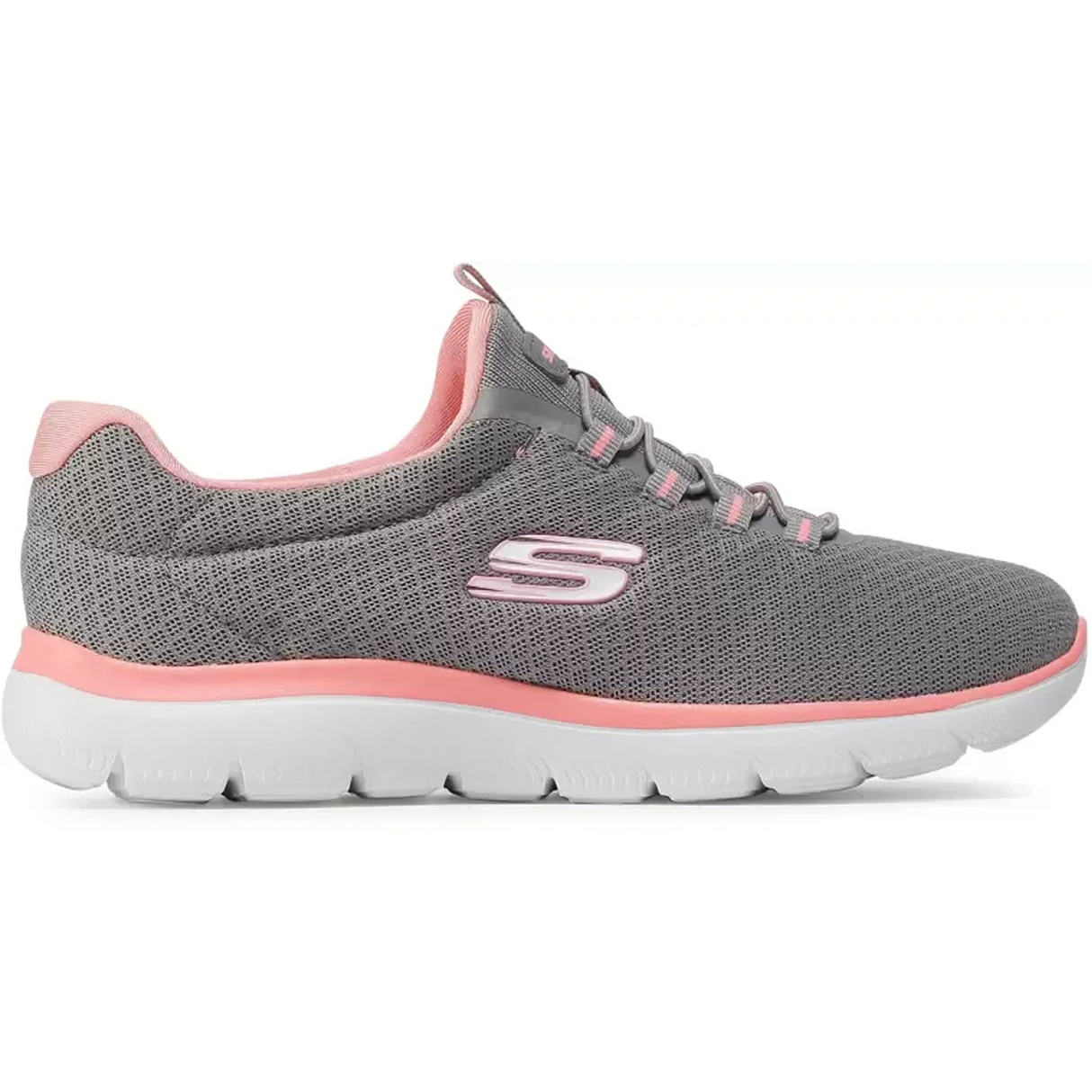 SKECHERS SUMMITS Walking Shoes For Women (Grey, Pink) (12980-GYPK)