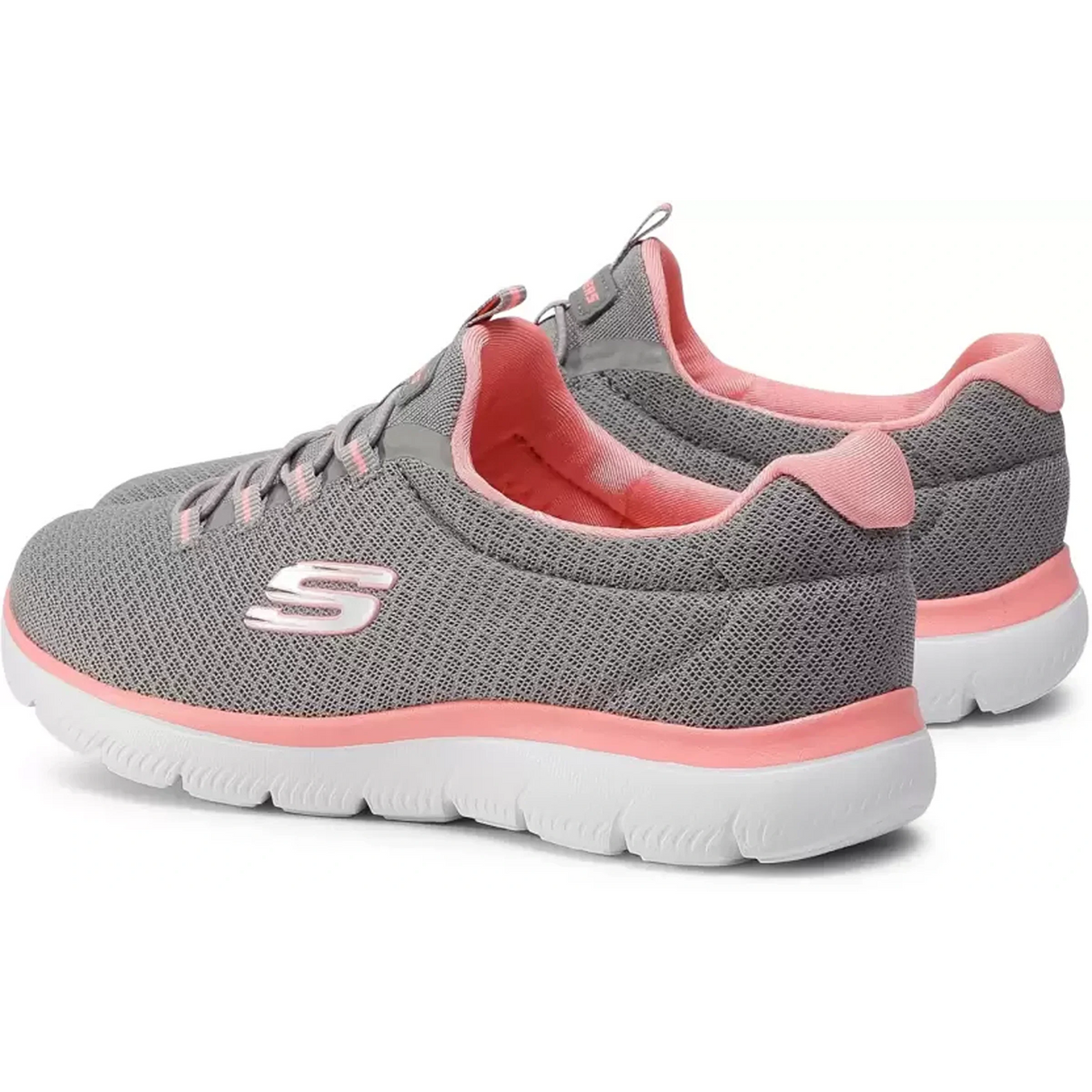 SKECHERS SUMMITS Walking Shoes For Women (Grey, Pink) (12980-GYPK)