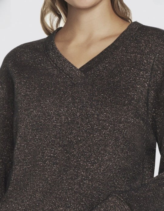 SKECH-SWEATS SHIMMER V-NECK (LT110A-BLK)