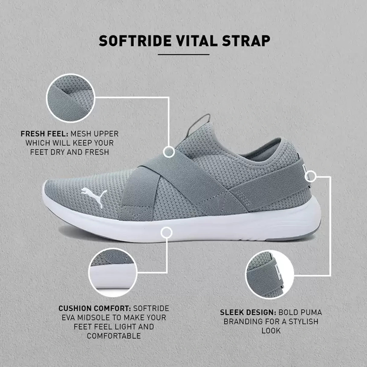 Puma Mens Softride Vital Strap Walking Shoe (19542002)