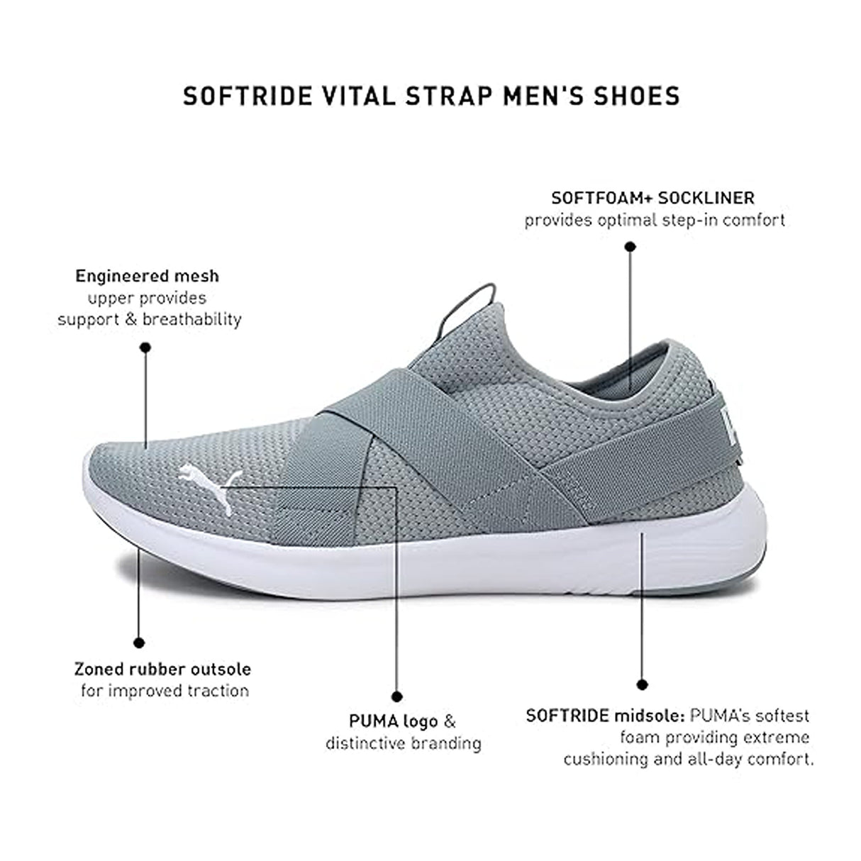 Puma Mens Softride Vital Strap Walking Shoe (19542002)