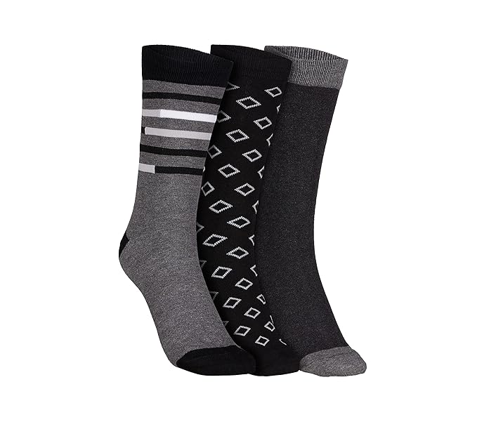 Skechers Cotton Mens S20018Id Calf Length Socks-Gybk Large, Assorted(S20018ID-GYBK_L)